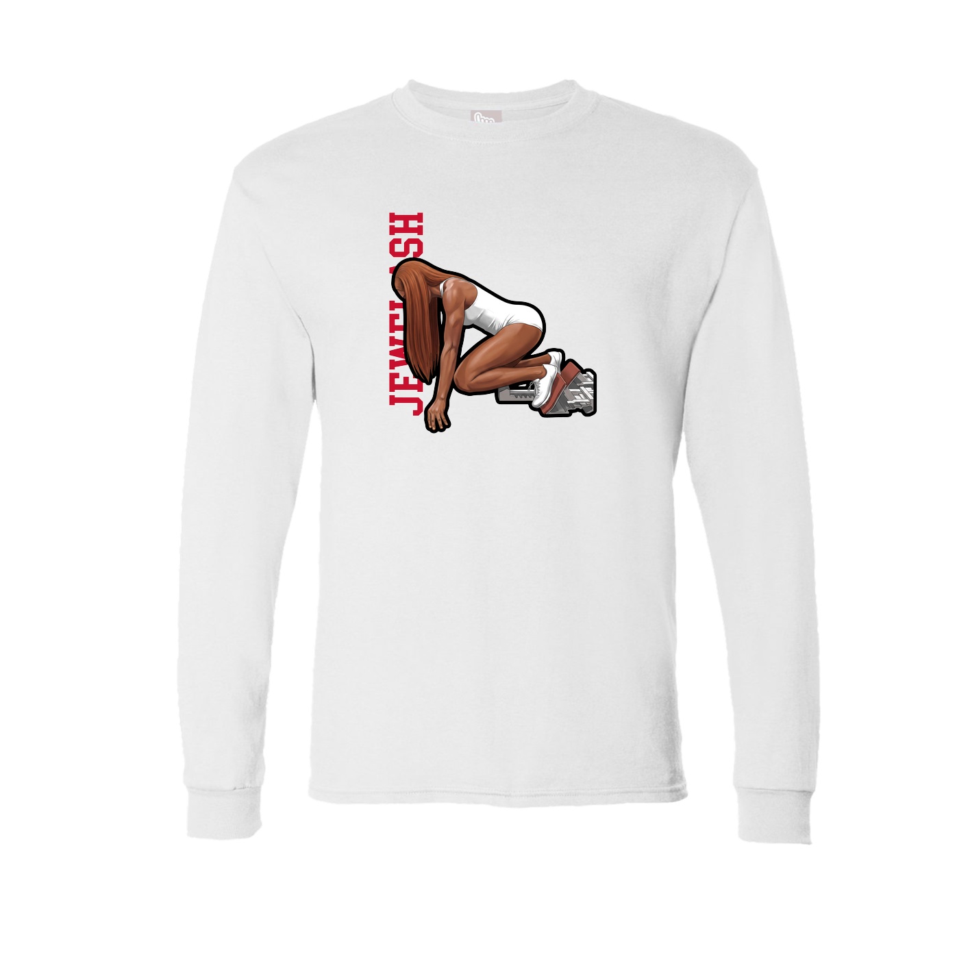 Long Sleeve Tee — Name Vertical in White
