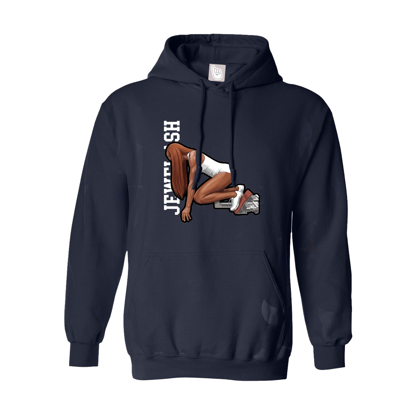 Hoodie — Name Vertical in Navy