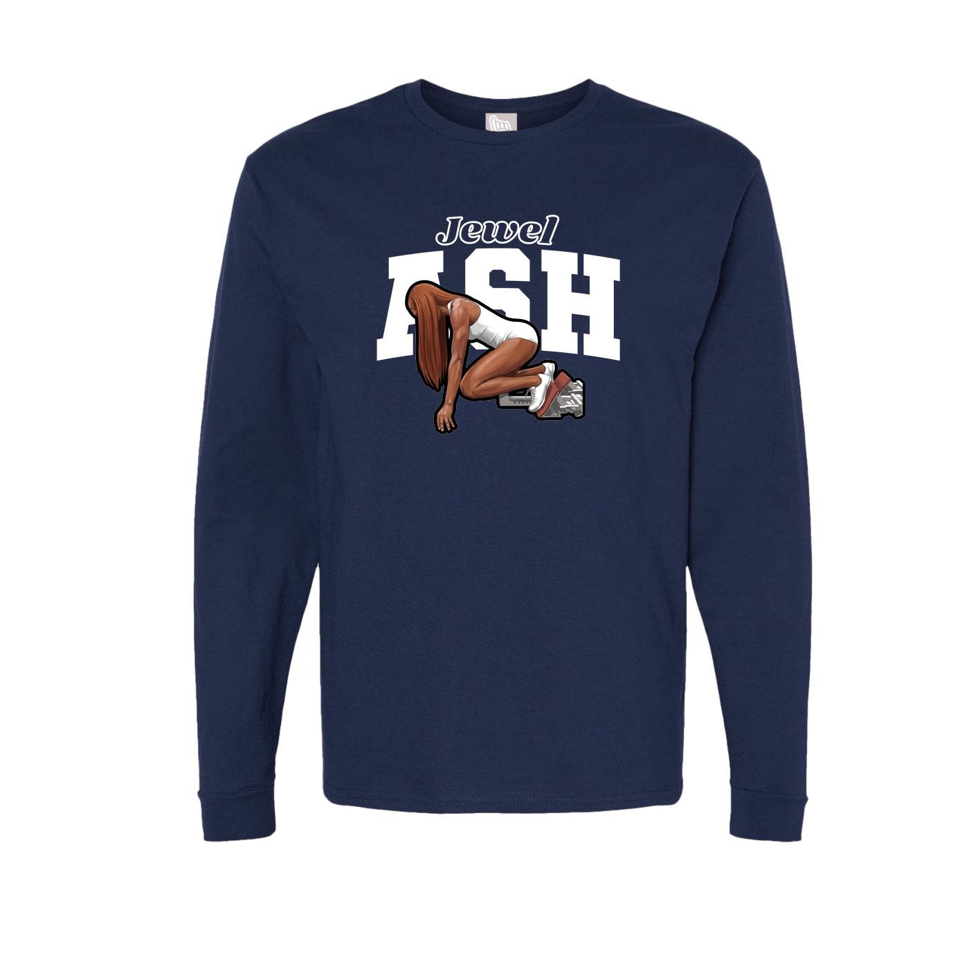 Long Sleeve Tee — Name Arch in Navy