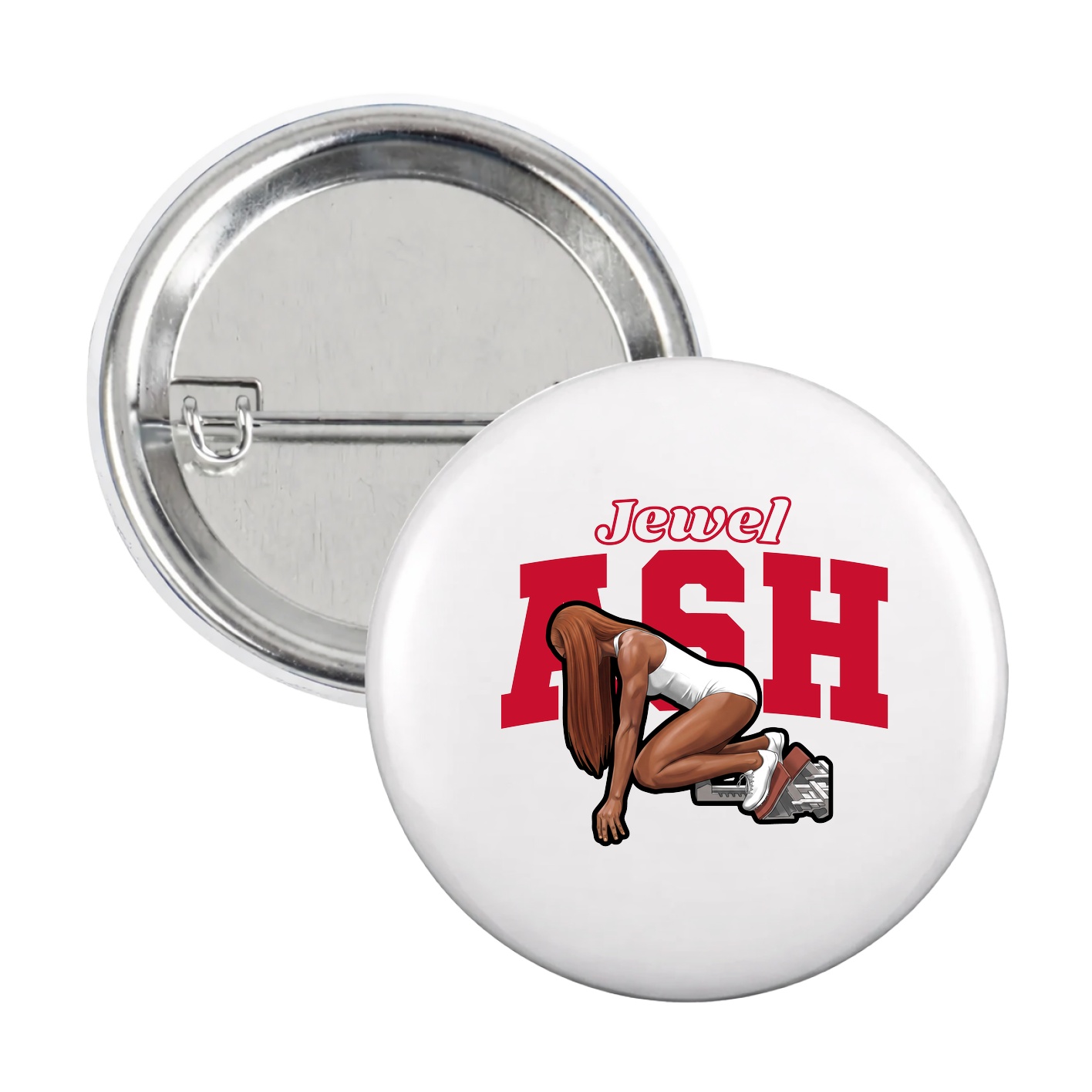 Game Day Button — Name Arch in White