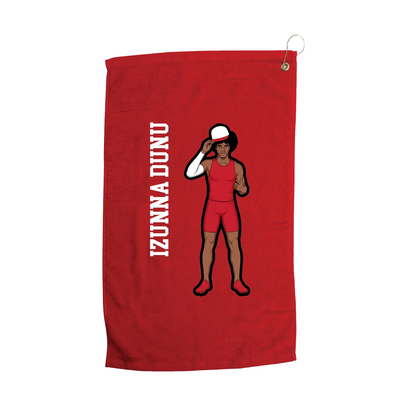 Golf Towel — Name Vertical in Red