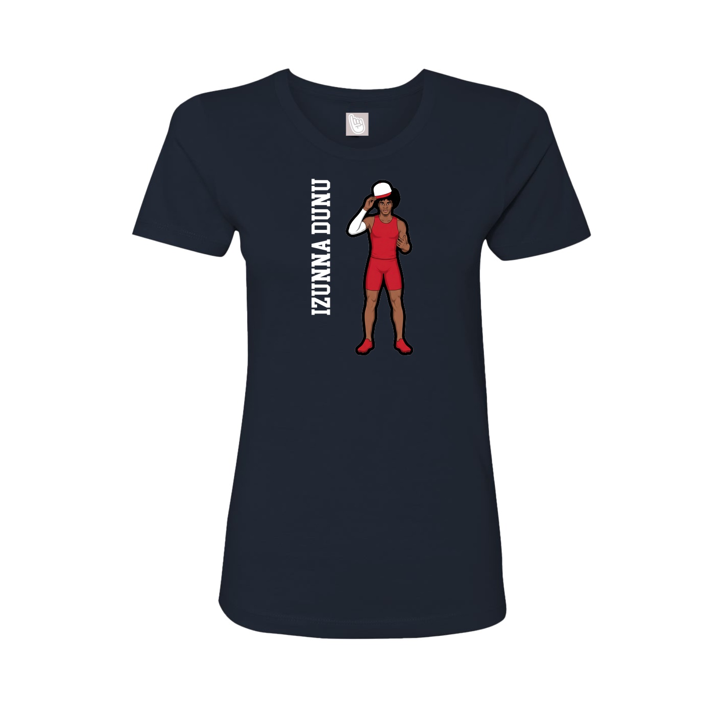 Fitted Women's Tee — Name Vertical in Navy