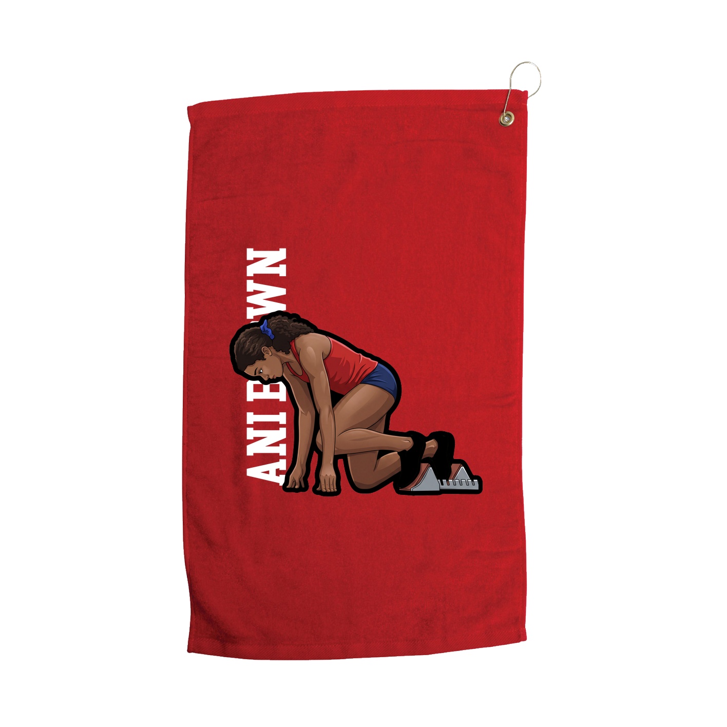 Golf Towel — Name Vertical in Red