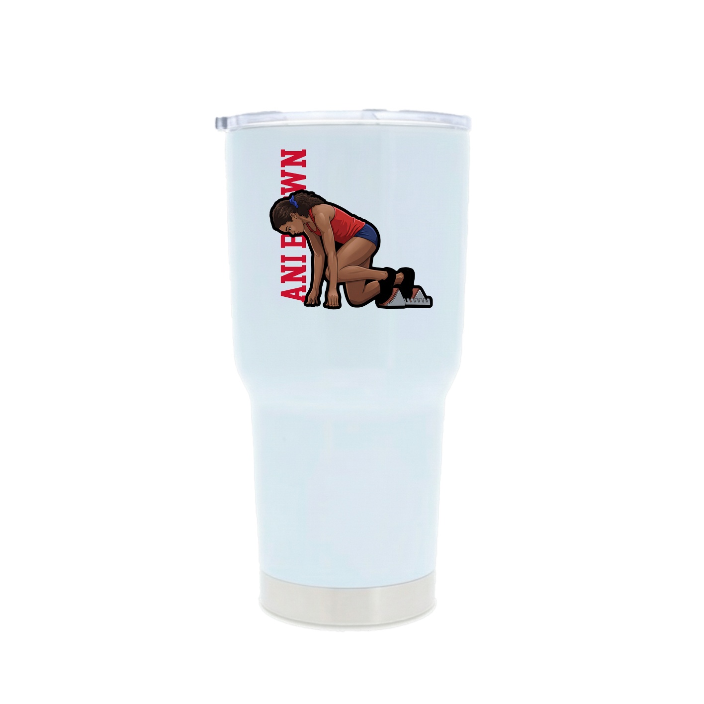 30oz Stainless Steel Tumbler — Name Vertical in White