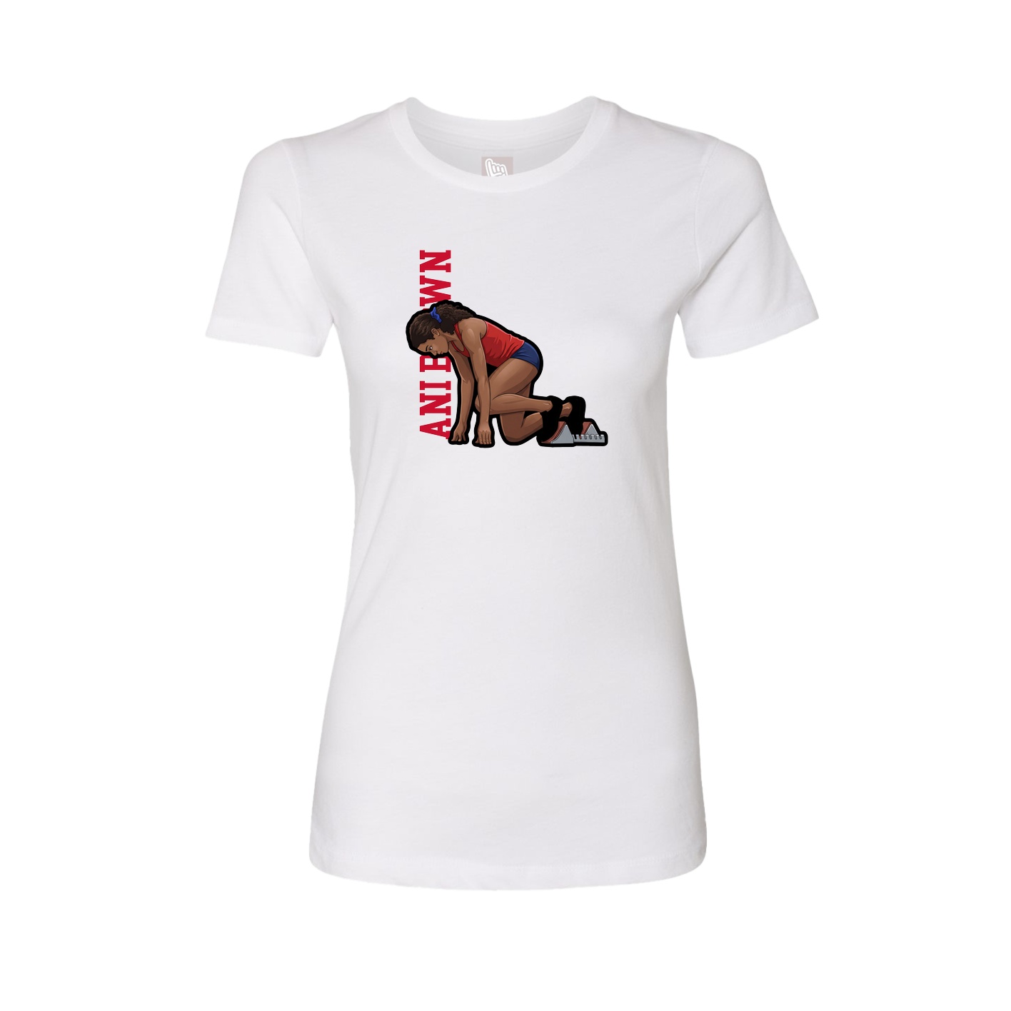Fitted Women's Tee — Name Vertical in White