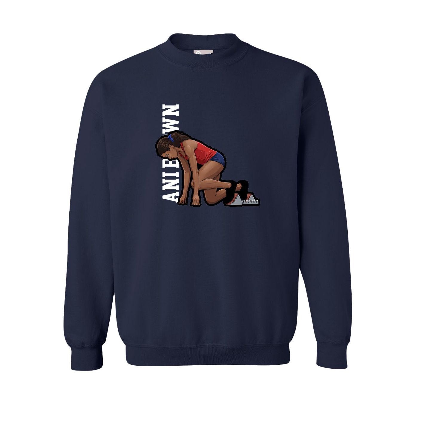 Fleece Crew — Name Vertical in Navy