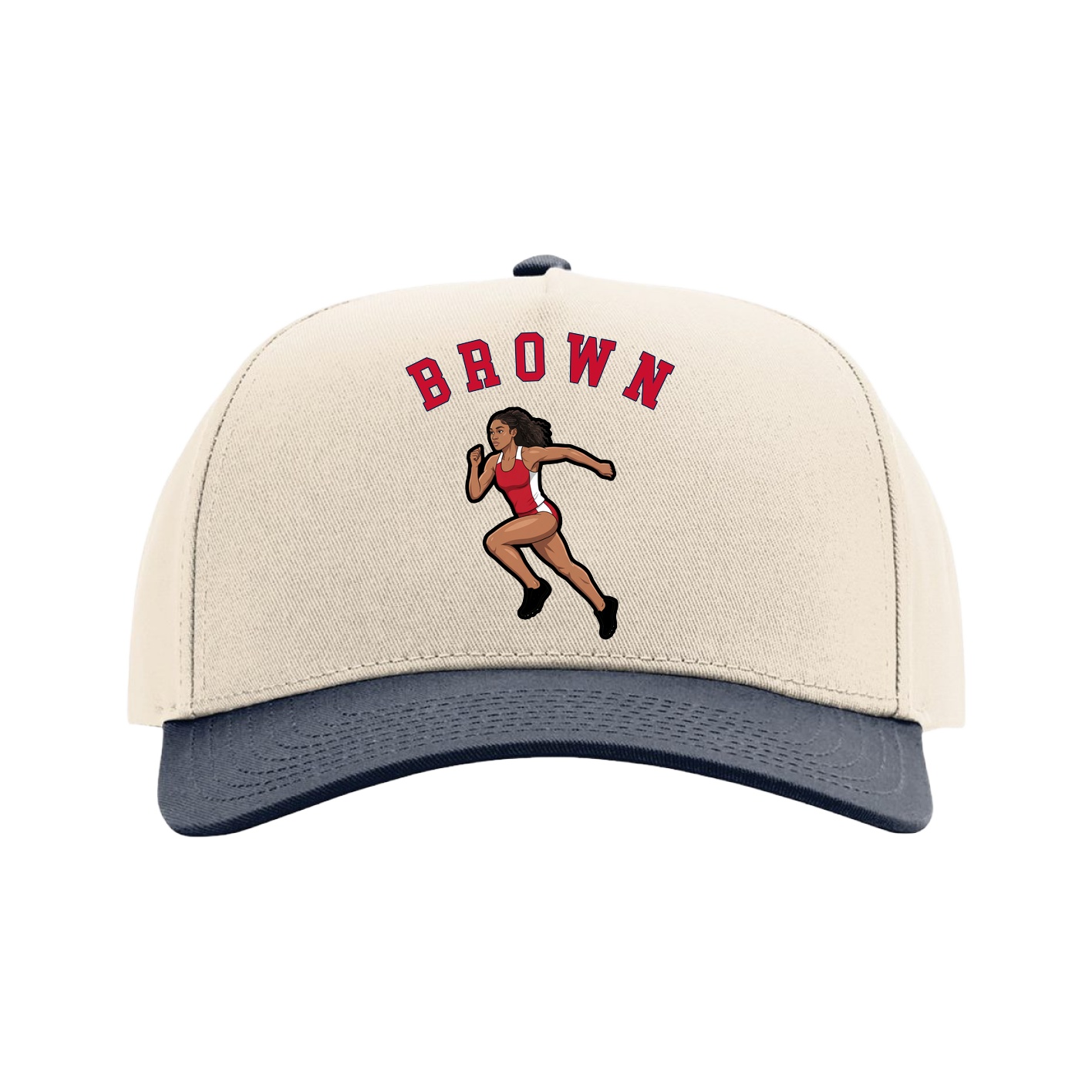 Full Fabric Five-Panel Champ Cap — Shirsey Arch in Cream/Navy