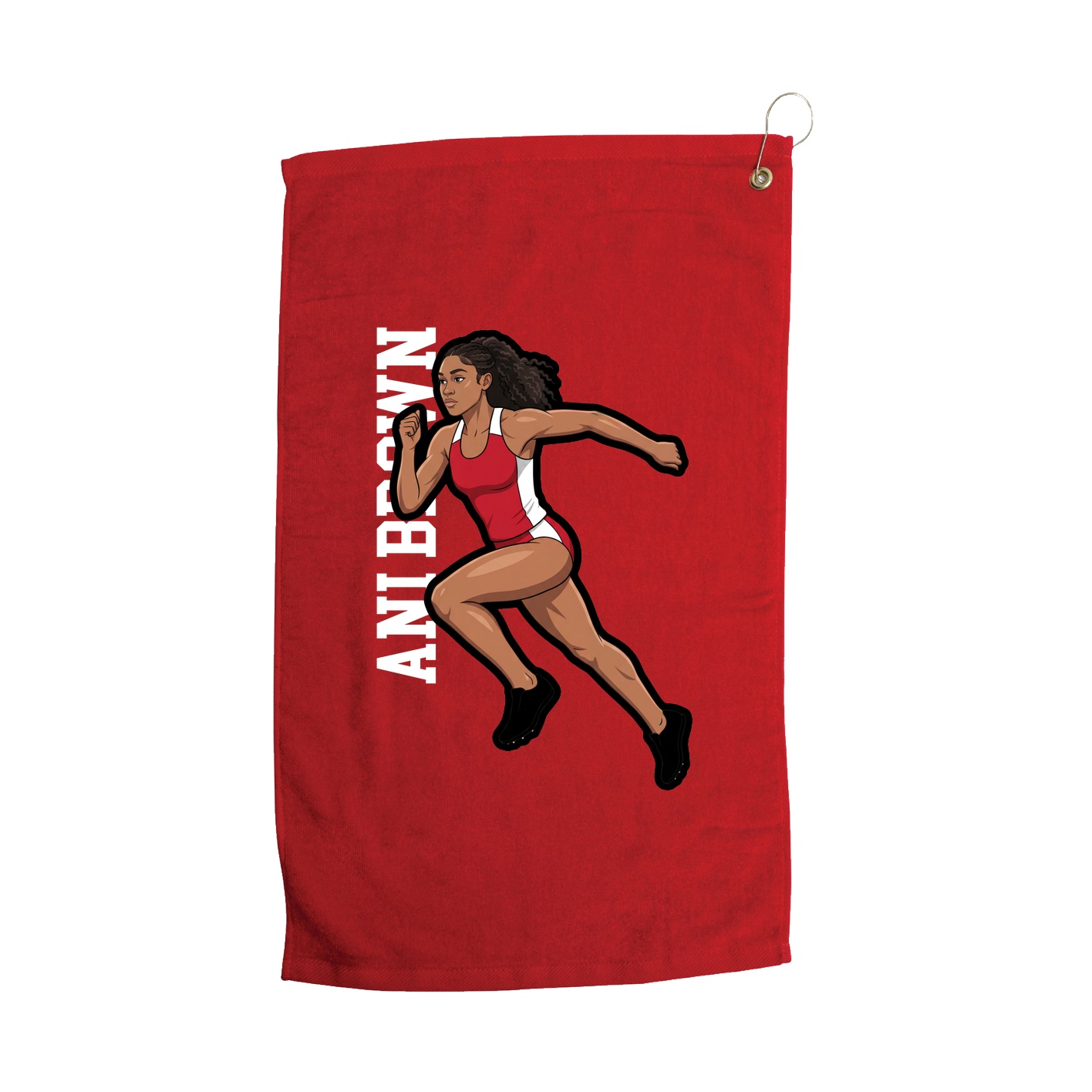 Golf Towel — Name Vertical in Red