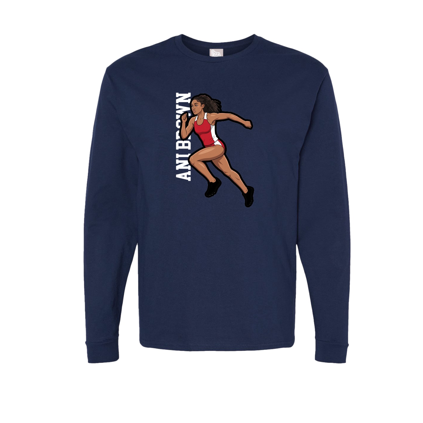 Long Sleeve Tee — Name Vertical in Navy
