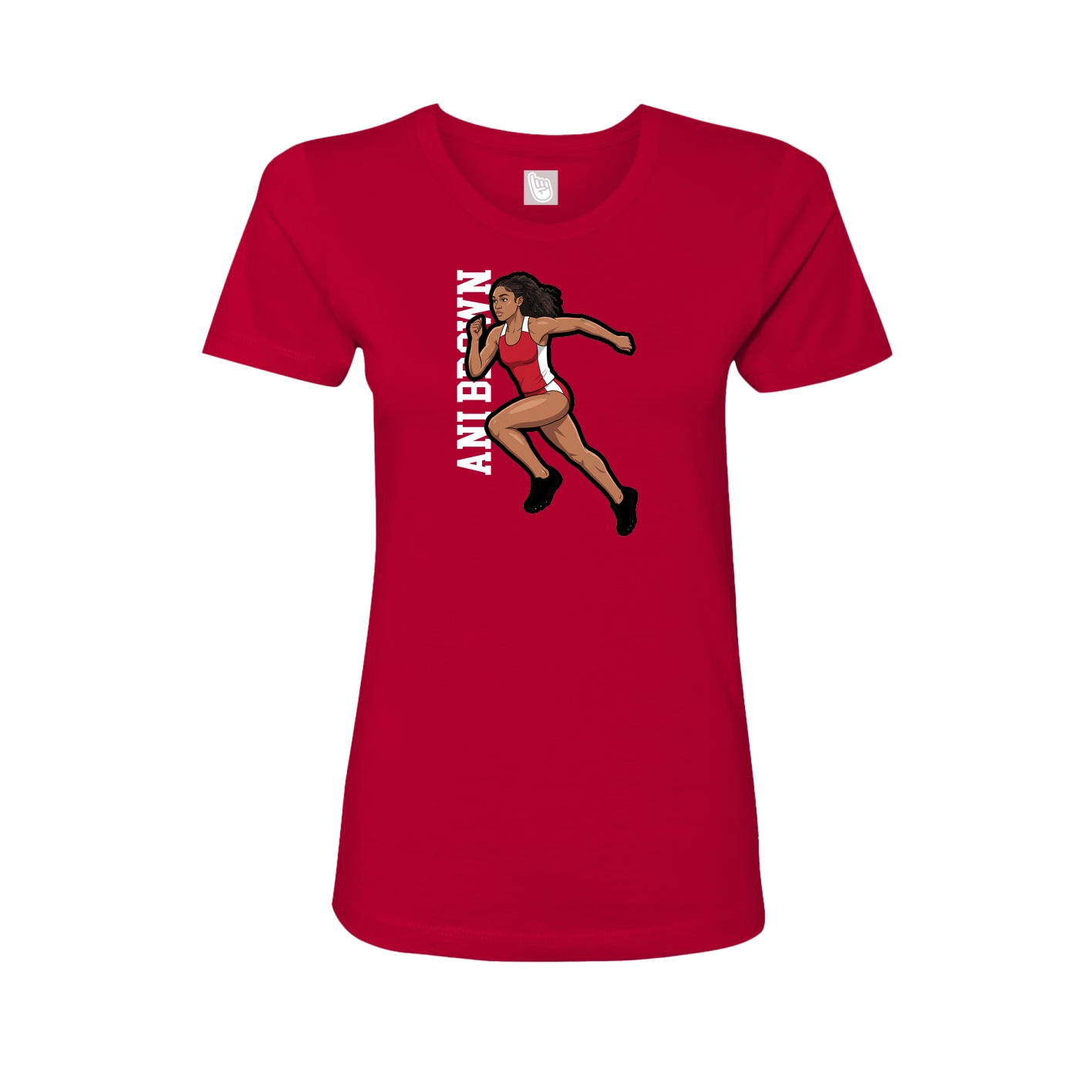 Fitted Women's Tee — Name Vertical in Red
