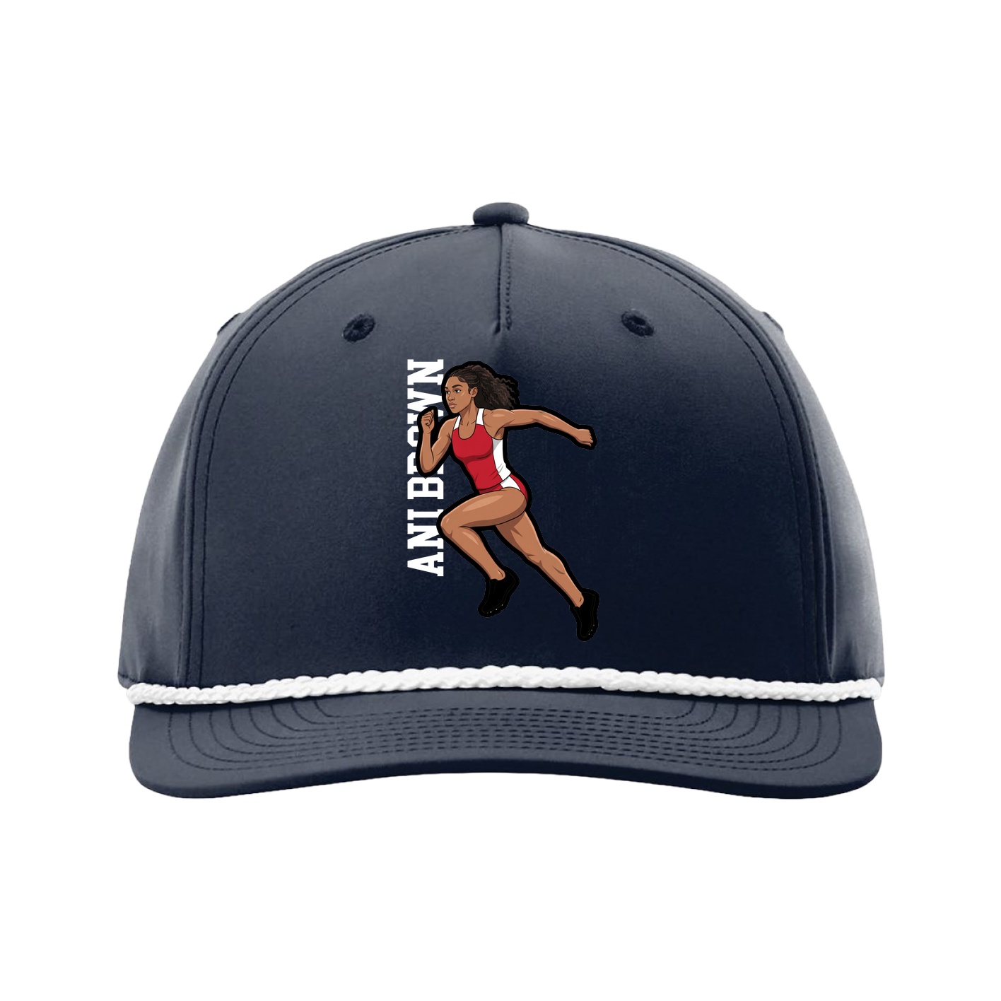 Five-Panel Classic Rope Cap — Name Vertical in Navy