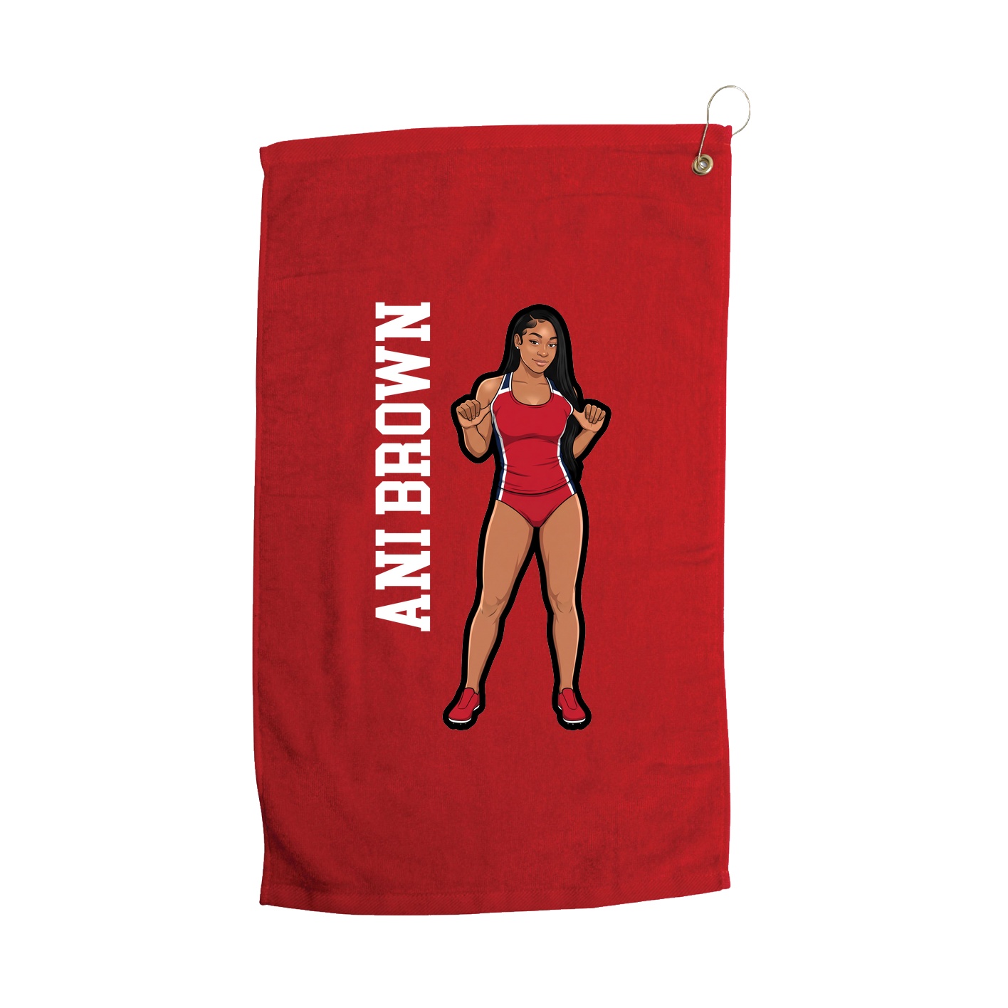 Golf Towel — Name Vertical in Red