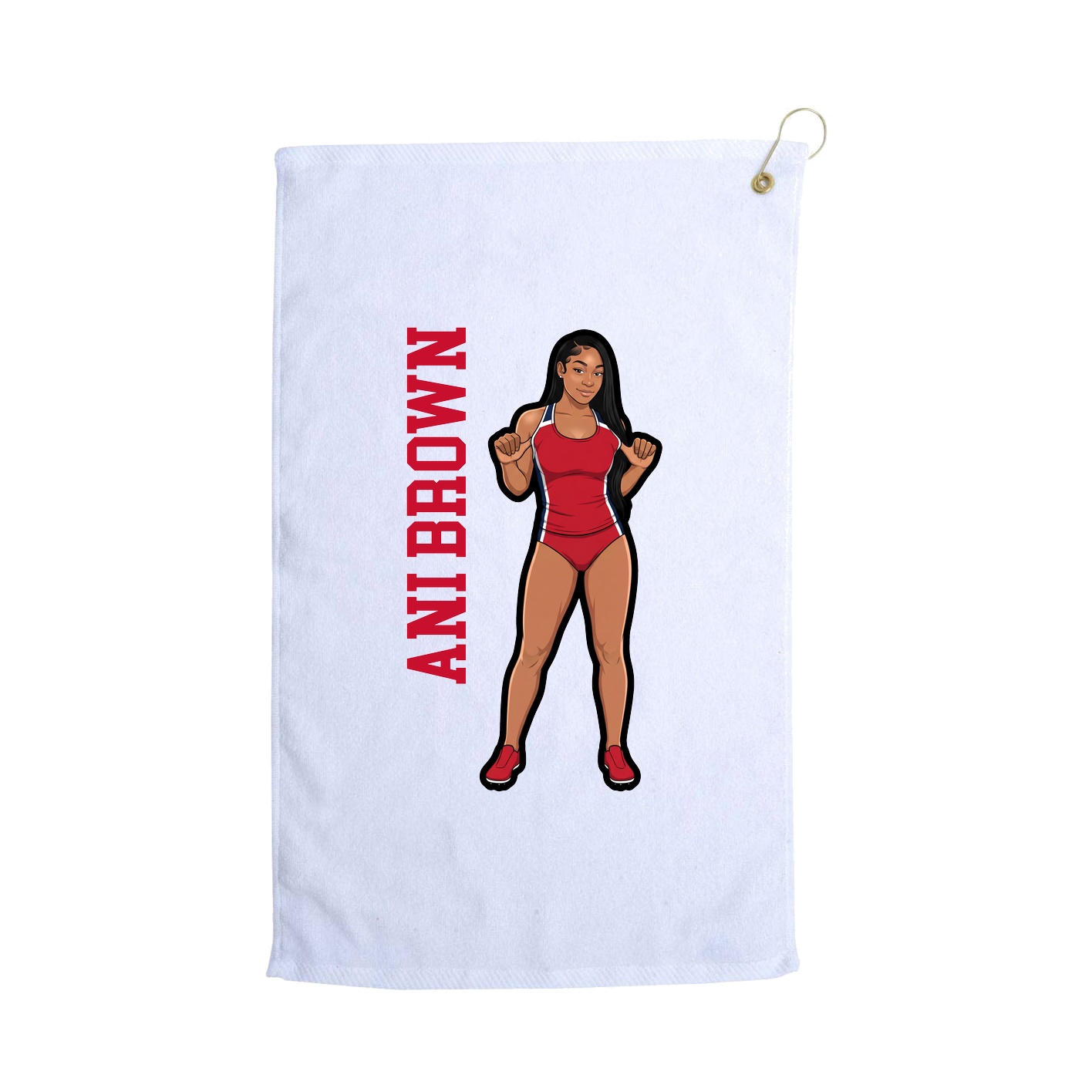 Golf Towel — Name Vertical in White