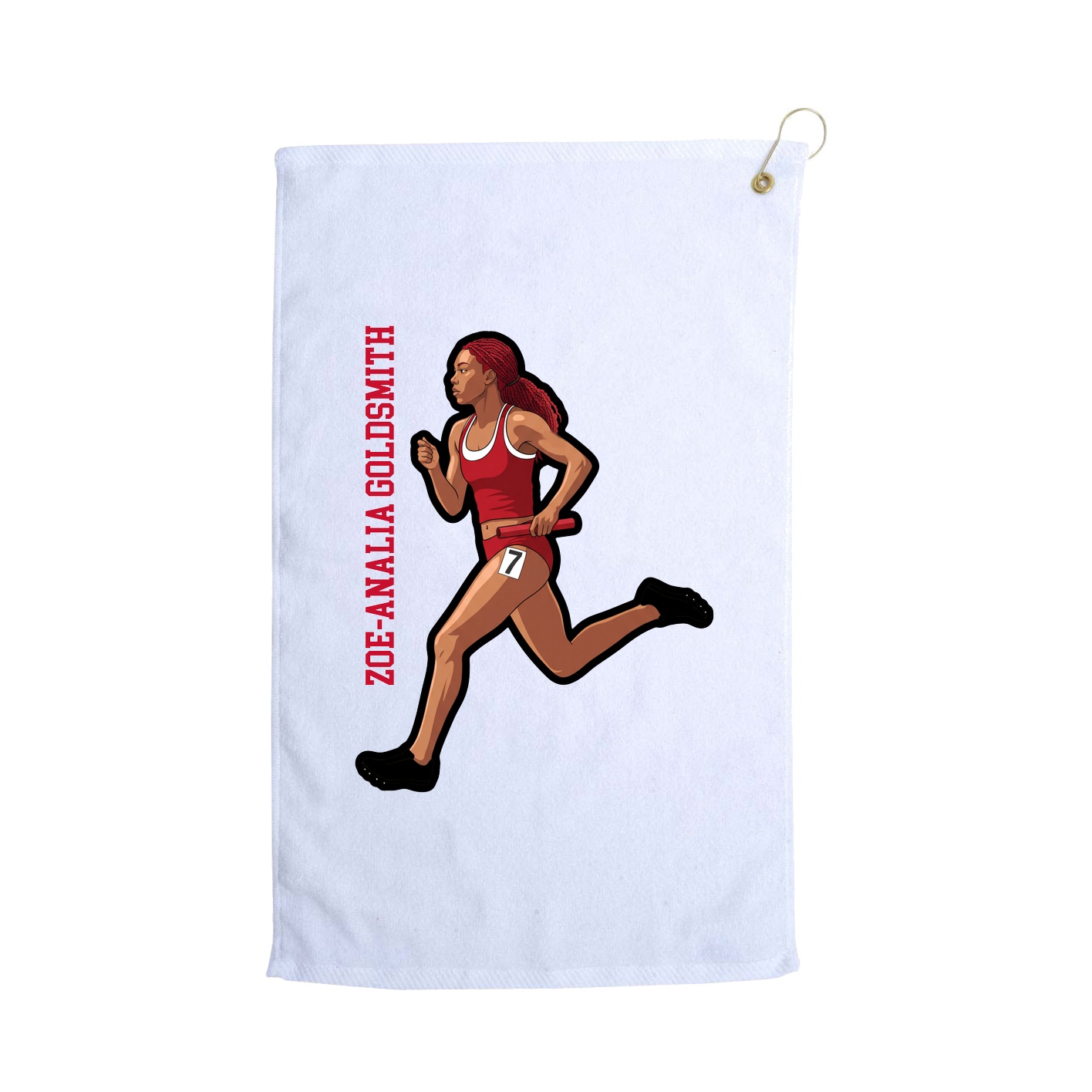 Golf Towel — Name Vertical in White