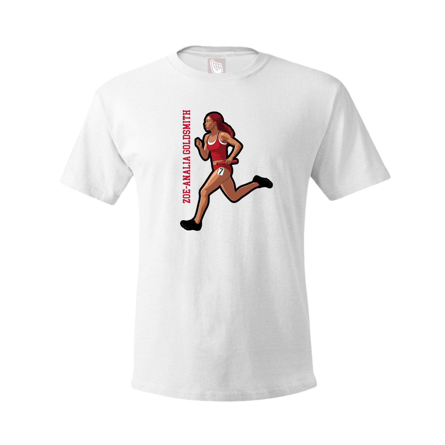 Youth Tee — Name Vertical in White