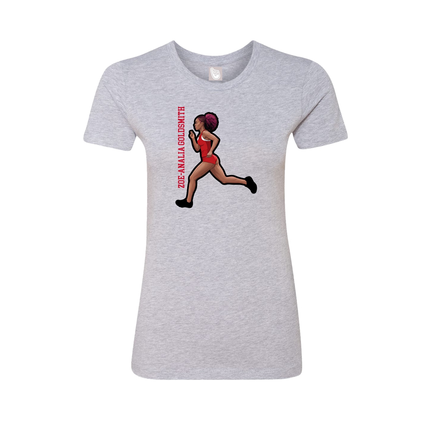 Fitted Women's Tee — Name Vertical in Grey