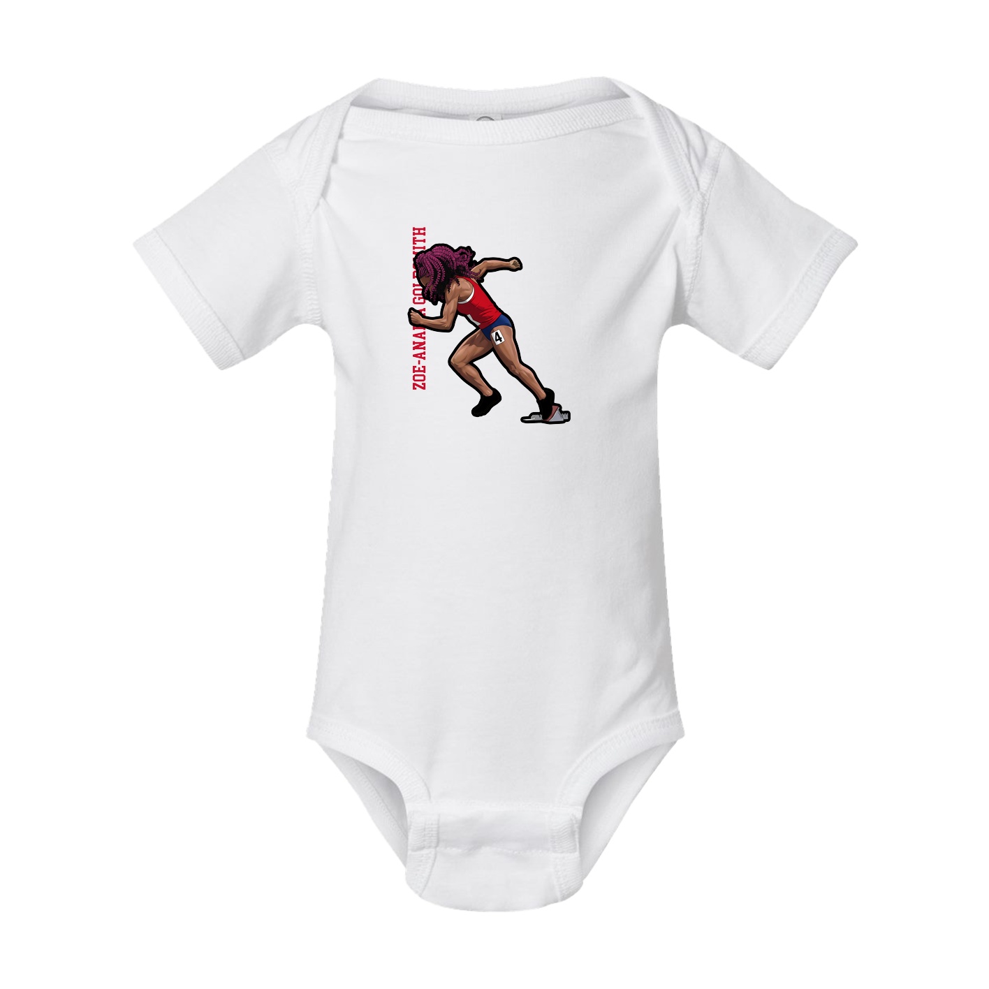 Baby Onesie — Name Vertical in White