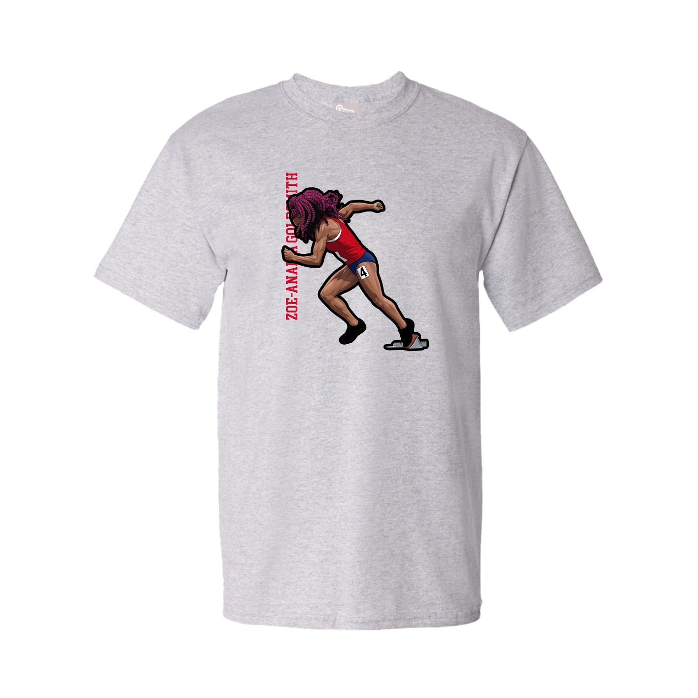 Youth Tee — Name Vertical in Grey
