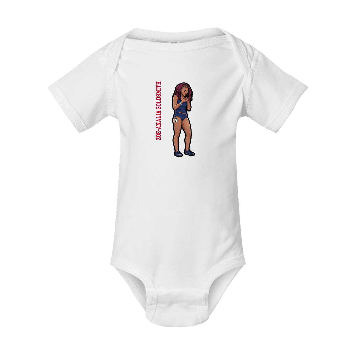 Baby Onesie — Name Vertical in White