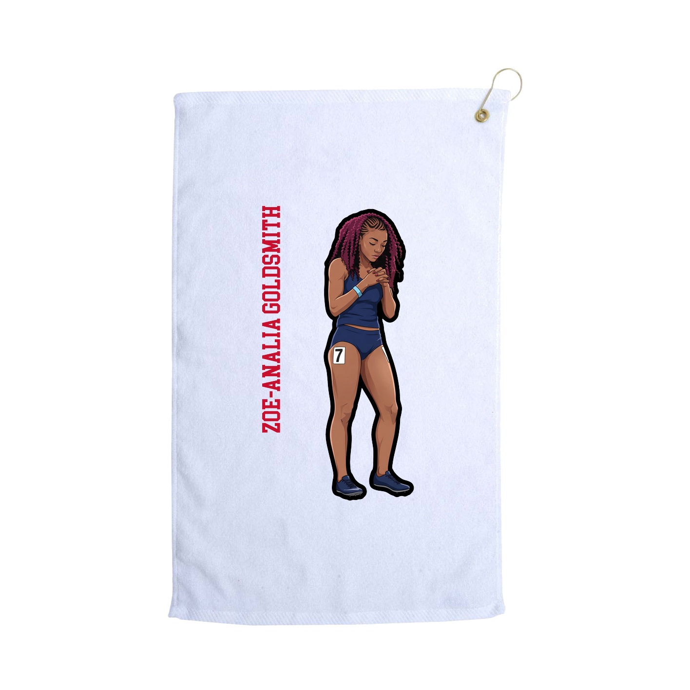 Golf Towel — Name Vertical in White
