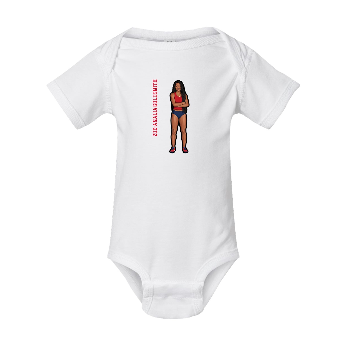 Baby Onesie — Name Vertical in White