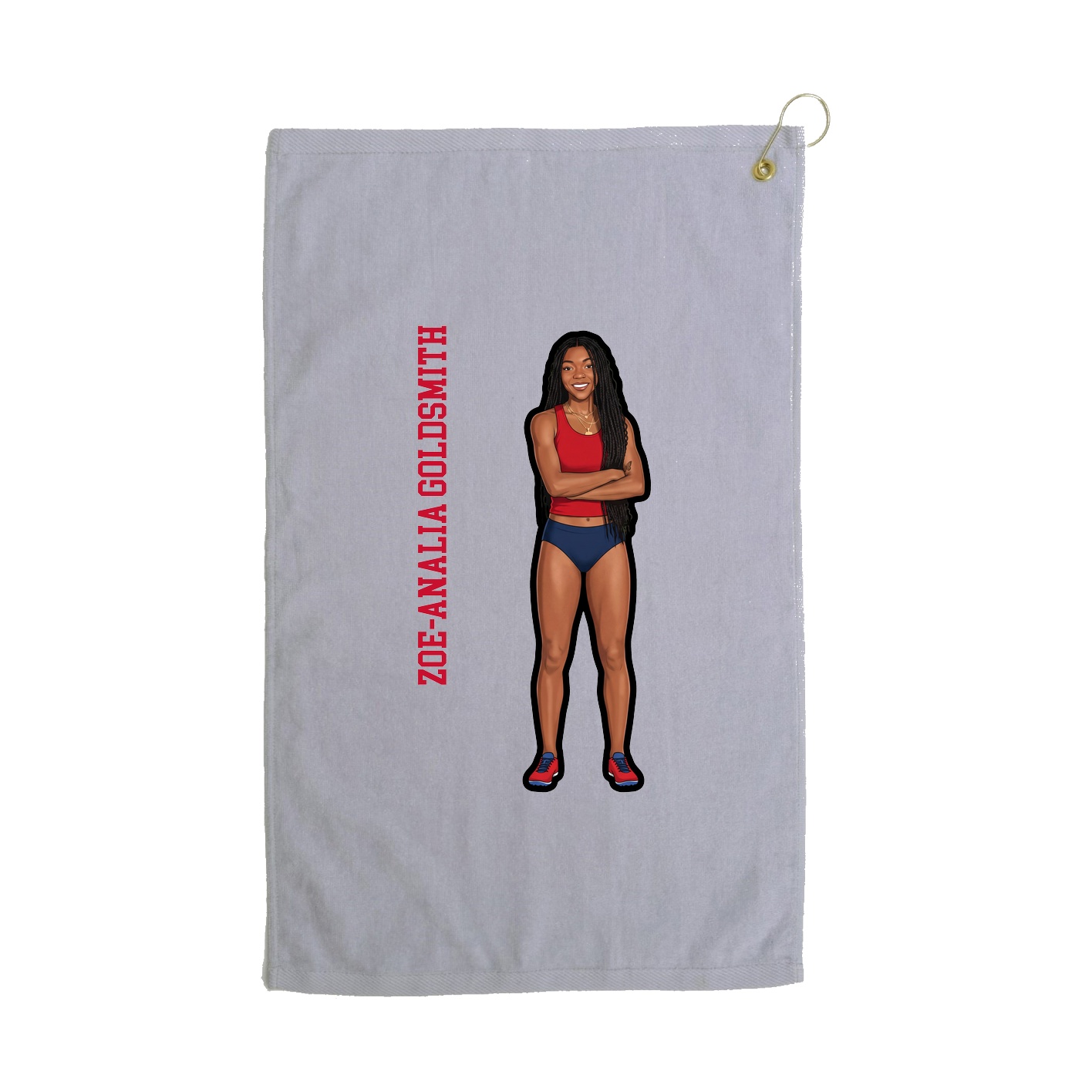 Golf Towel — Name Vertical in Grey