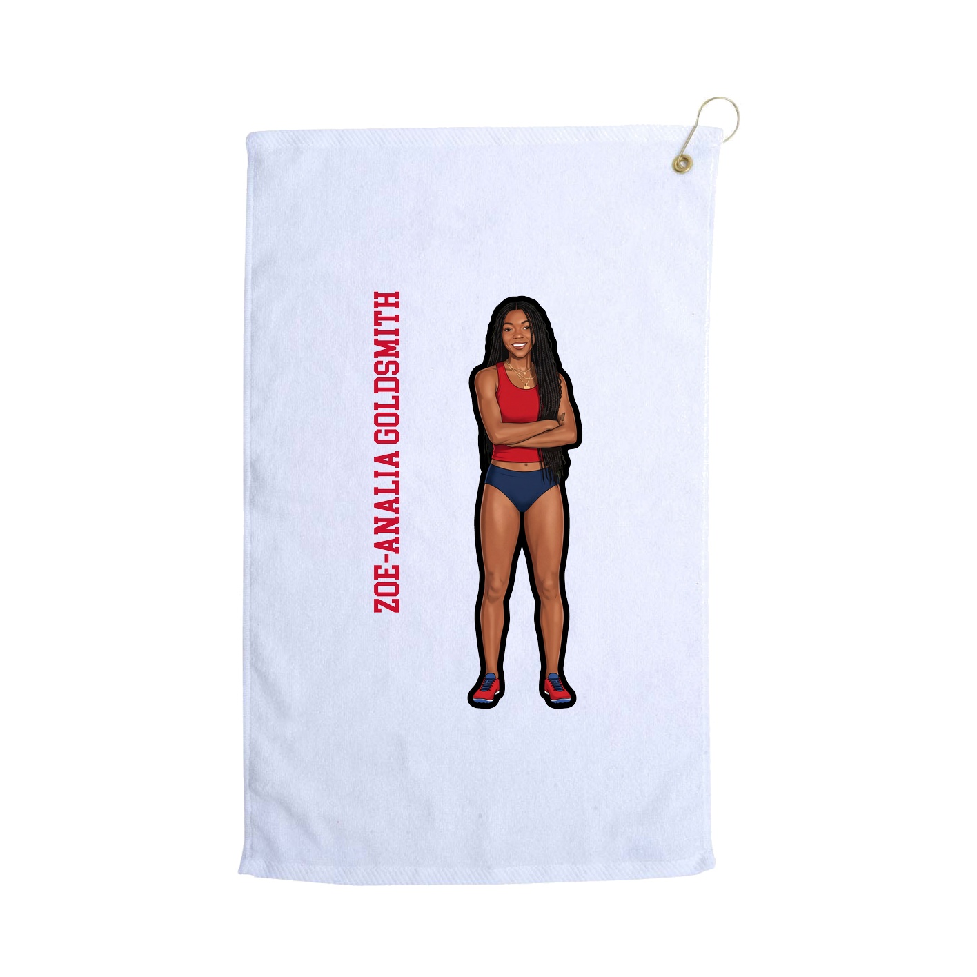 Golf Towel — Name Vertical in White