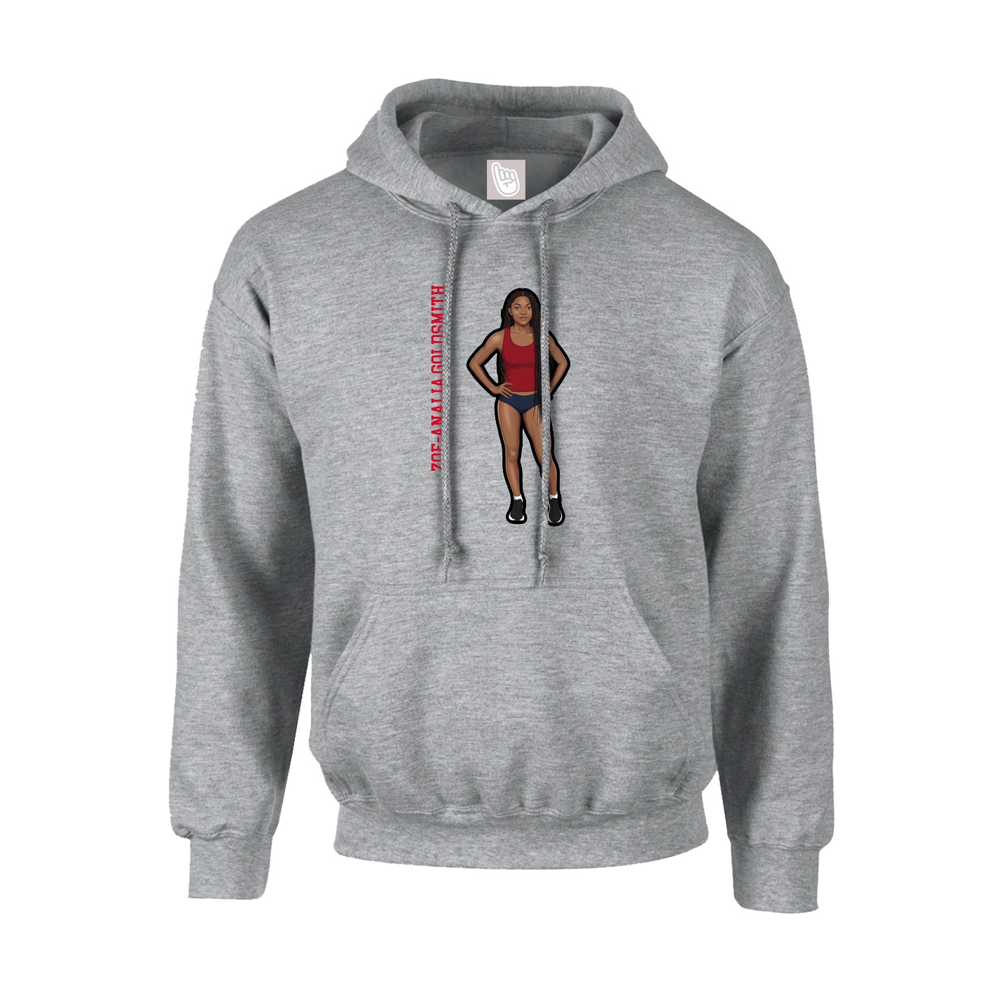 Hoodie — Name Vertical in Grey