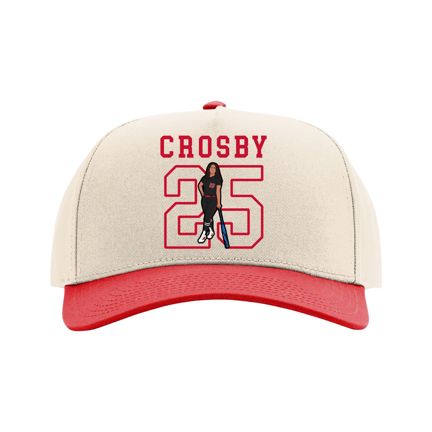 Full Fabric Five-Panel Champ Cap — Shirsey in Cream/Red