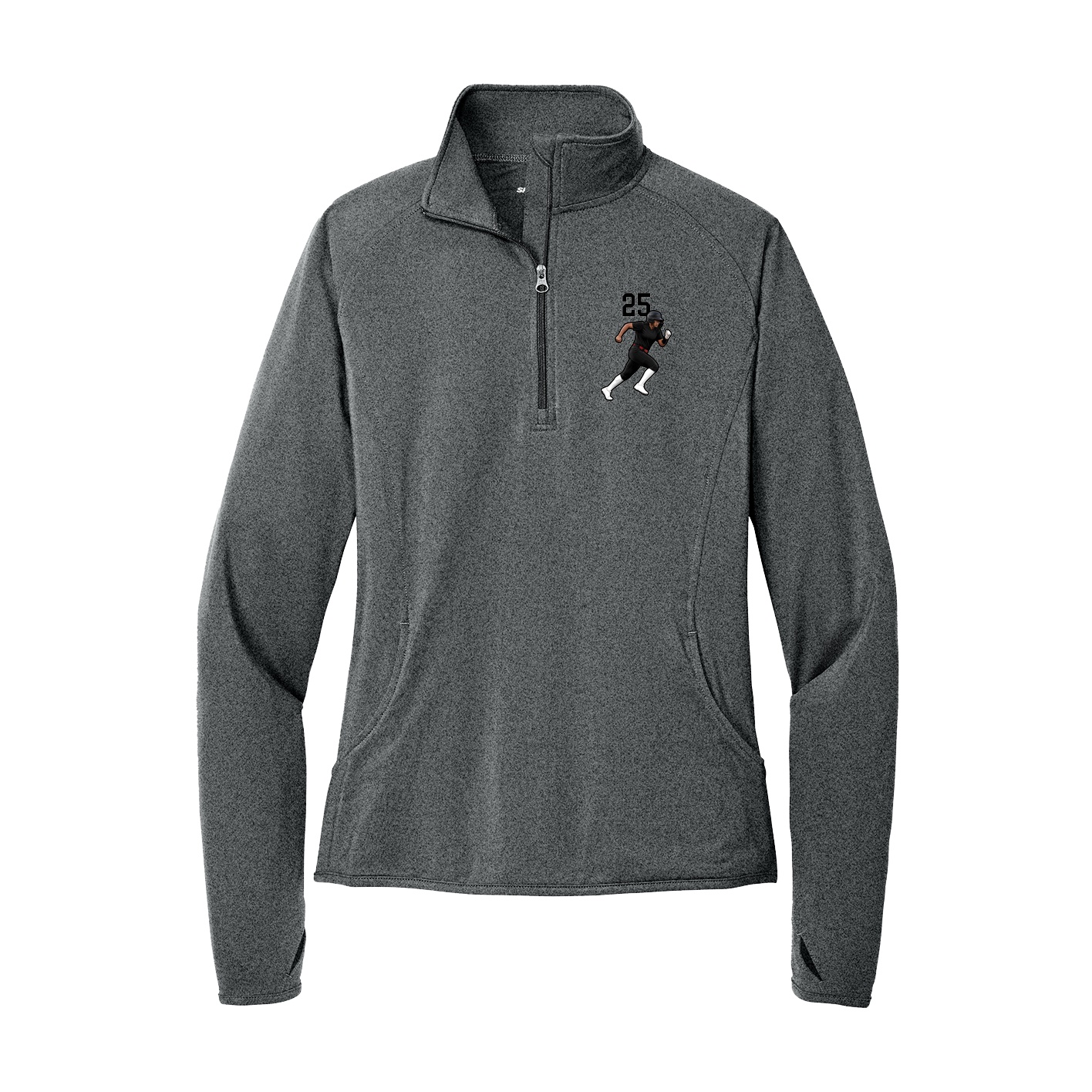 Women's Q-Zip Pullover — Number Top in Grey