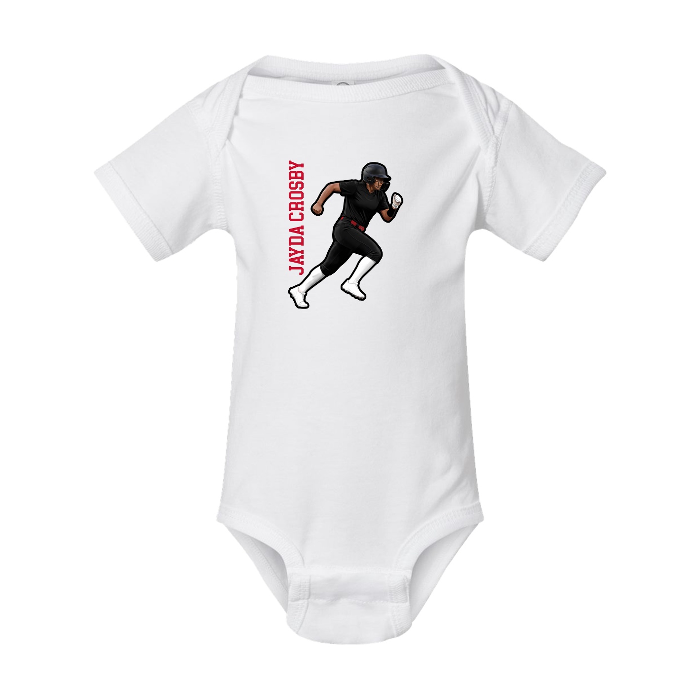Baby Onesie — Name Vertical in White