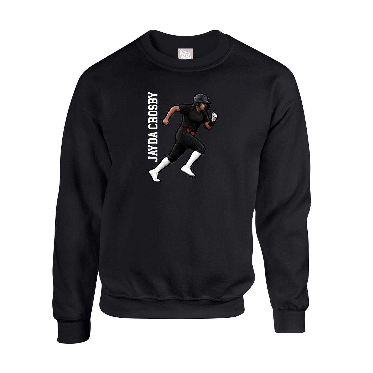 Fleece Crew — Name Vertical in Black