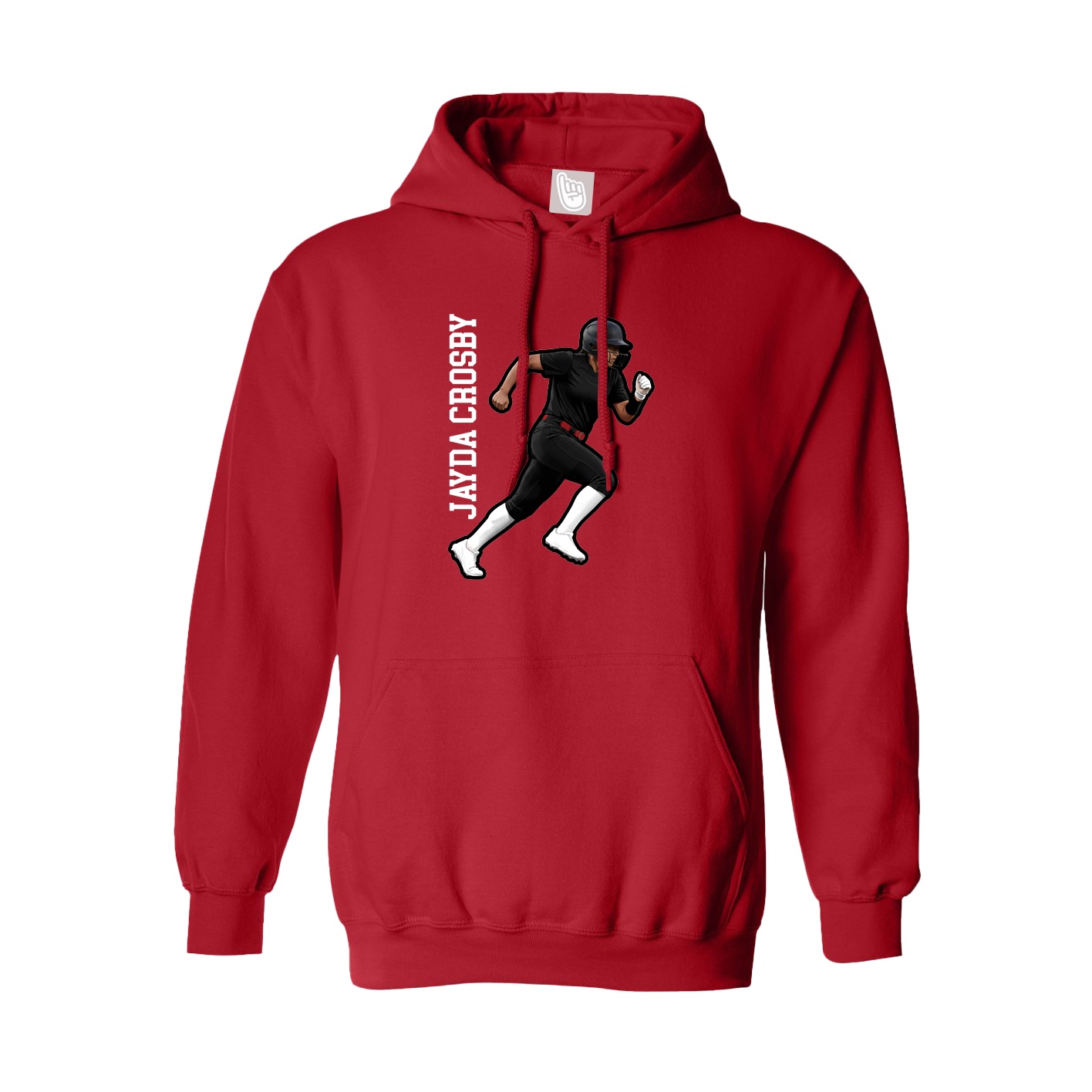 Youth Hoodie — Name Vertical in Red