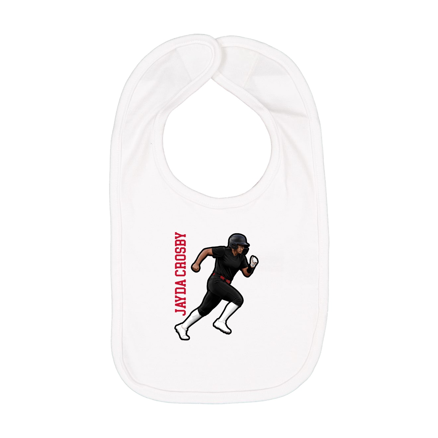 Infant Bib — Name Vertical in White
