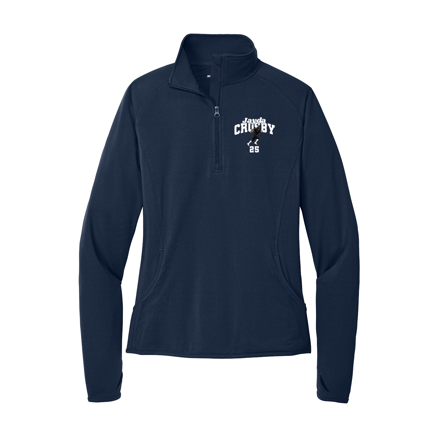 Women's Q-Zip Pullover — Signature Arch in Navy
