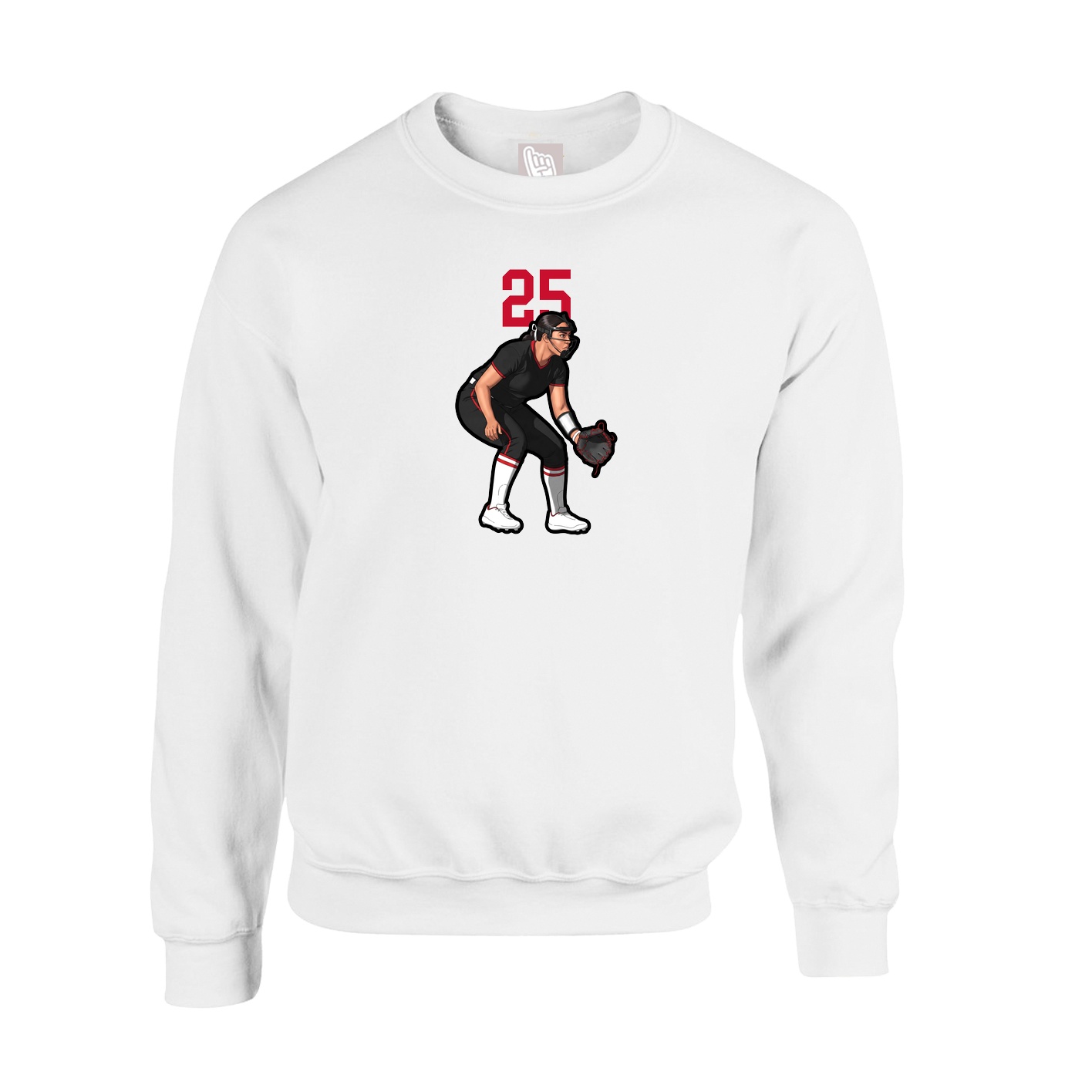 Fleece Crew — Number Top in White