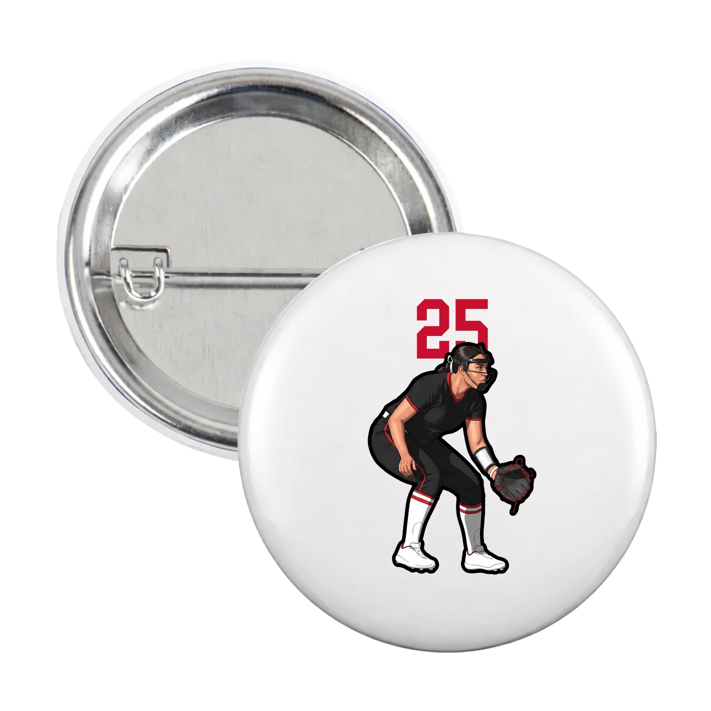 Game Day Button — Number Top in White
