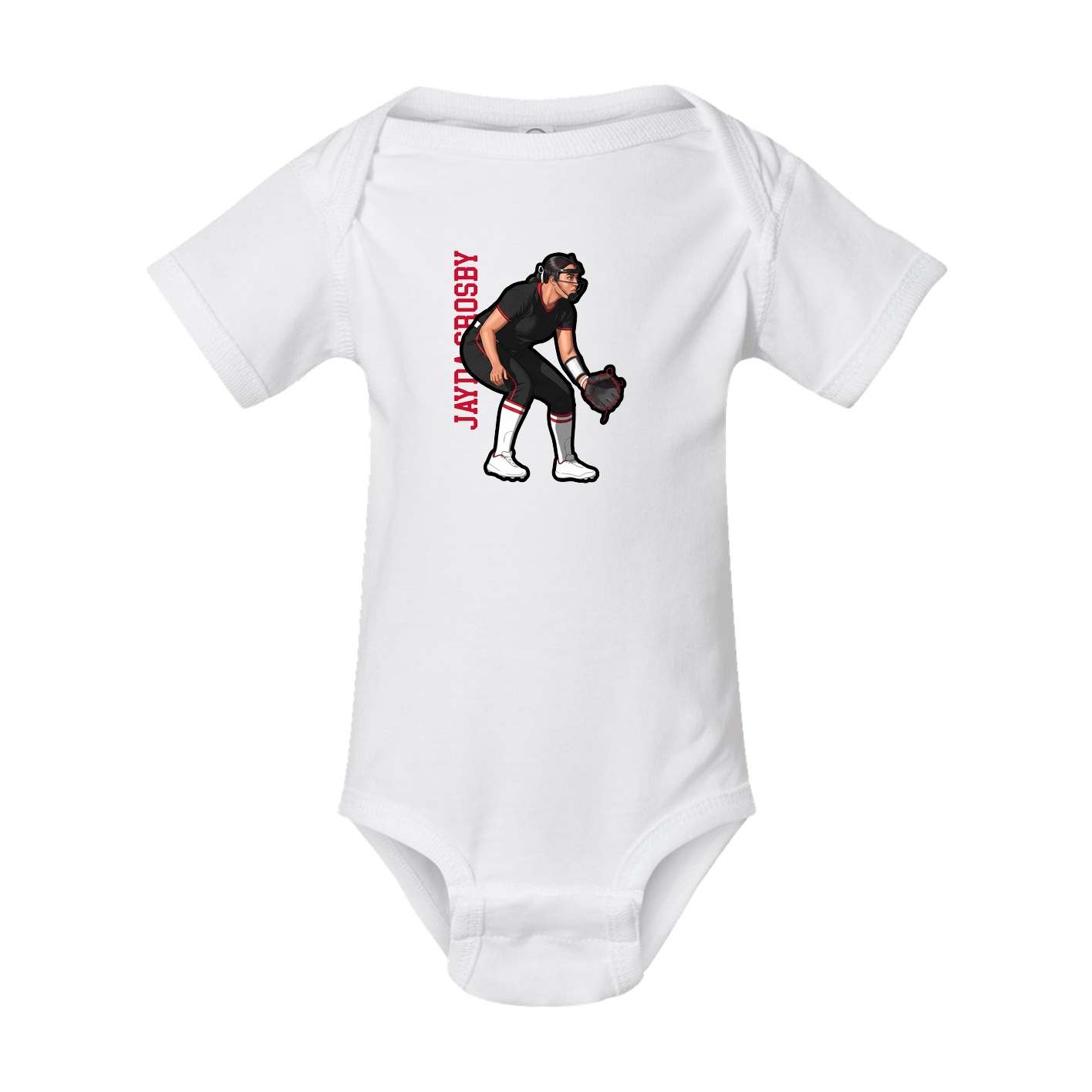 Baby Onesie — Name Vertical in White