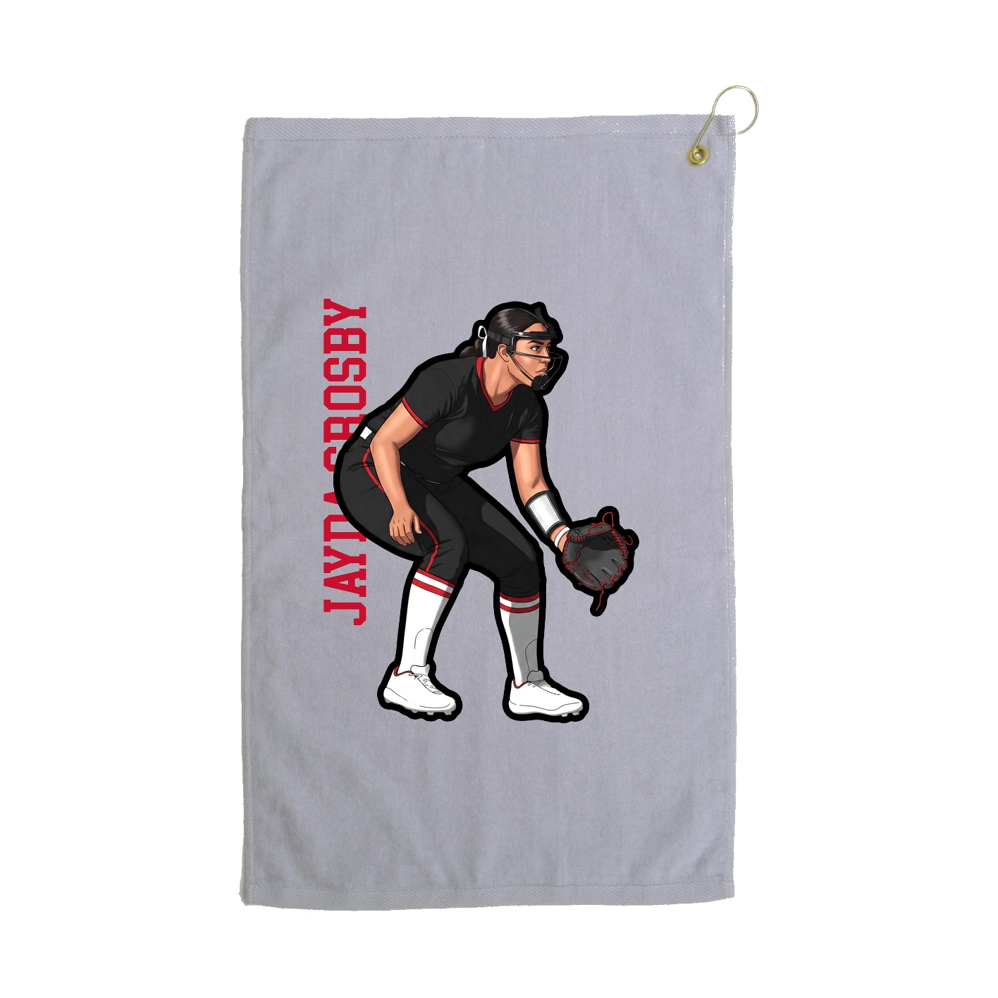 Golf Towel — Name Vertical in Grey