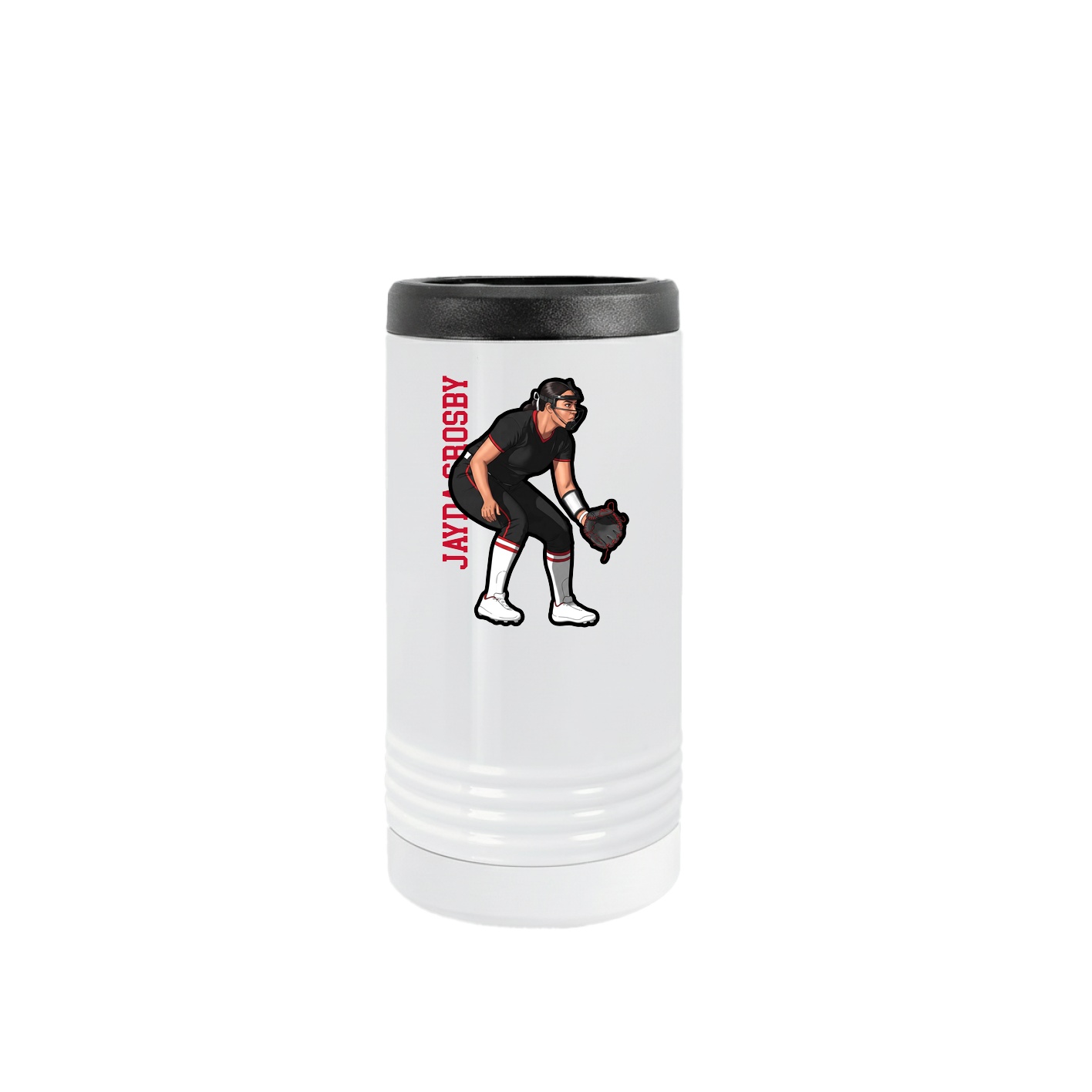 Slim Beverage Holder — Name Vertical in White