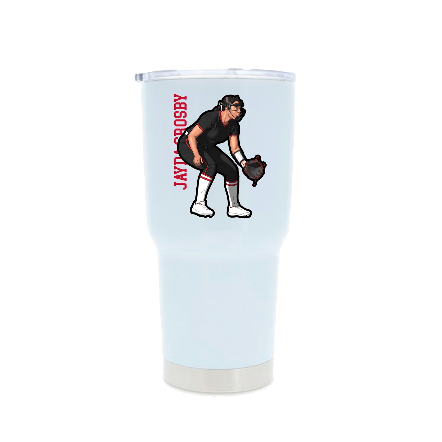 30oz Stainless Steel Tumbler — Name Vertical in White