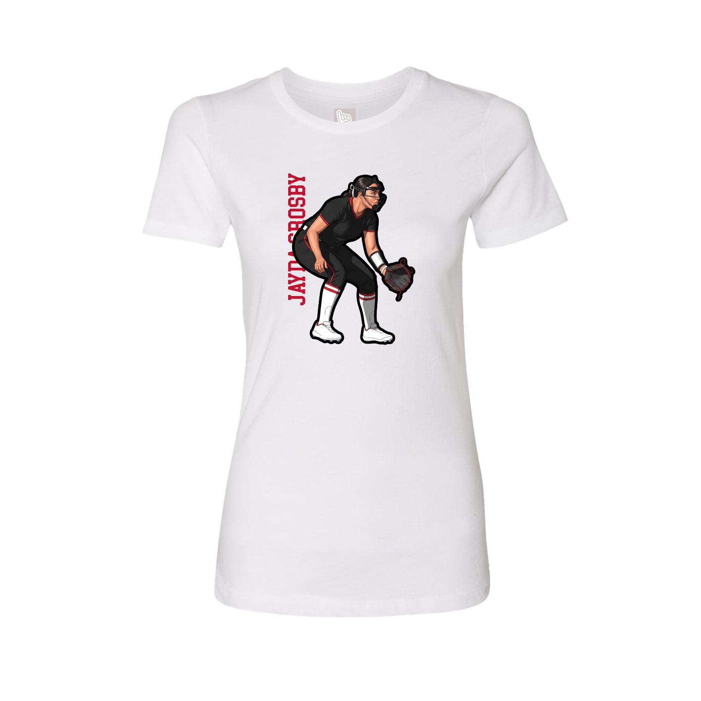 Womens Tee — Name Vertical in White