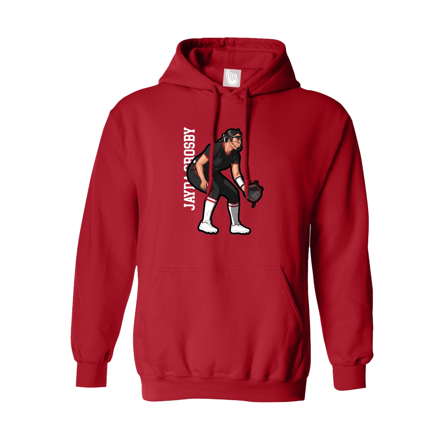 Youth Hoodie — Name Vertical in Red
