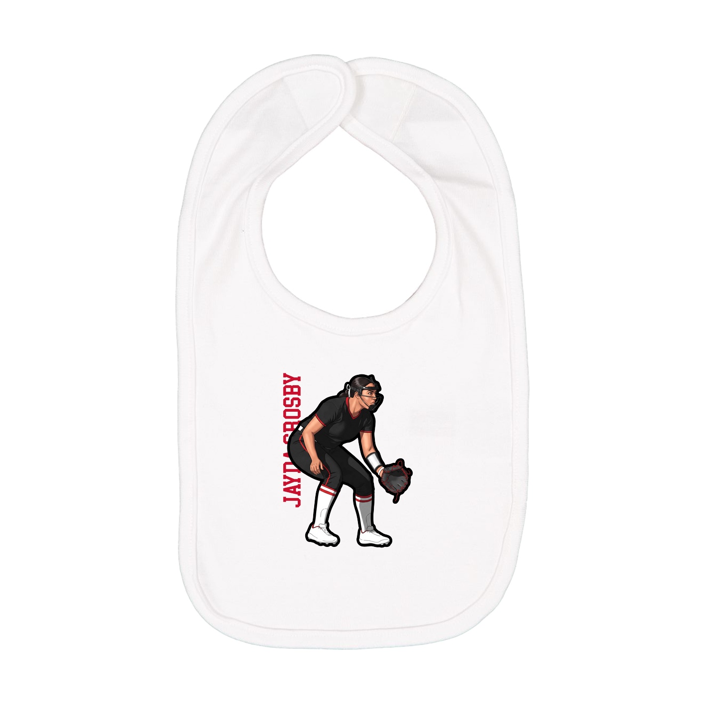 Infant Bib — Name Vertical in White