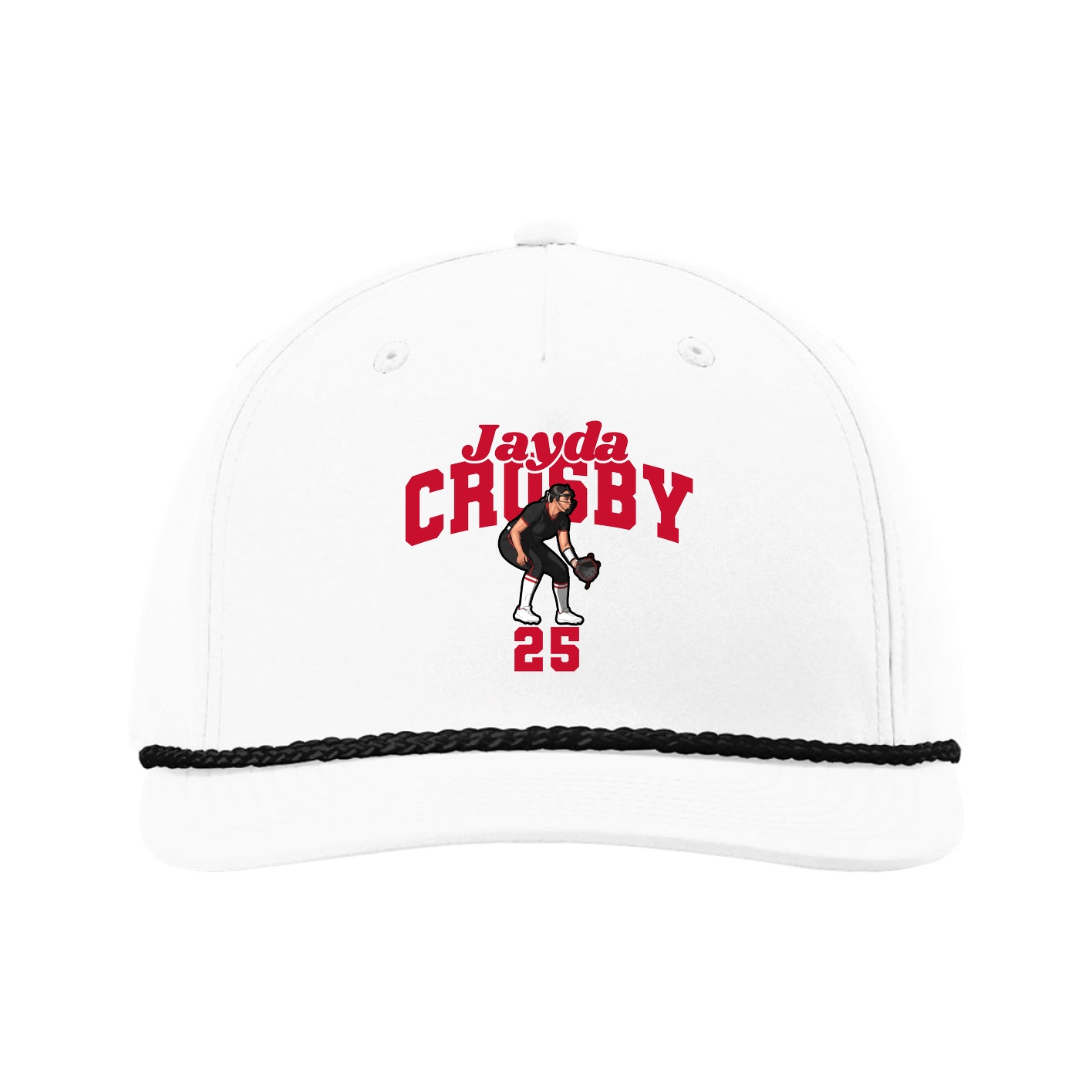 Five-Panel Classic Rope Cap — Signature Arch in White