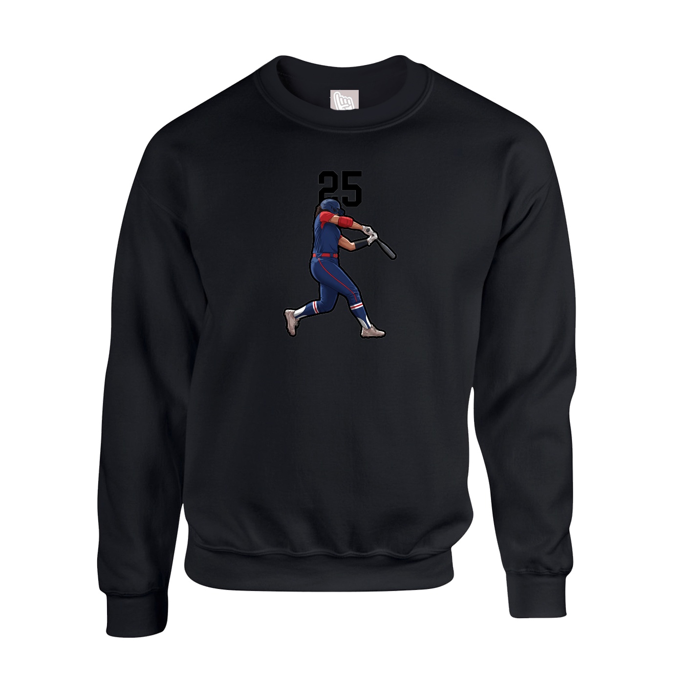 Fleece Crew — Number Top in Black