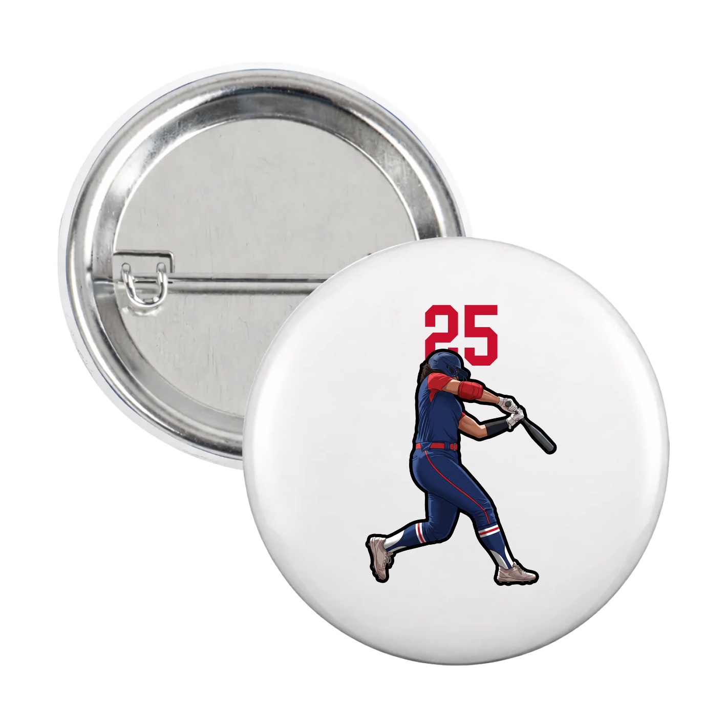 Game Day Button — Number Top in White