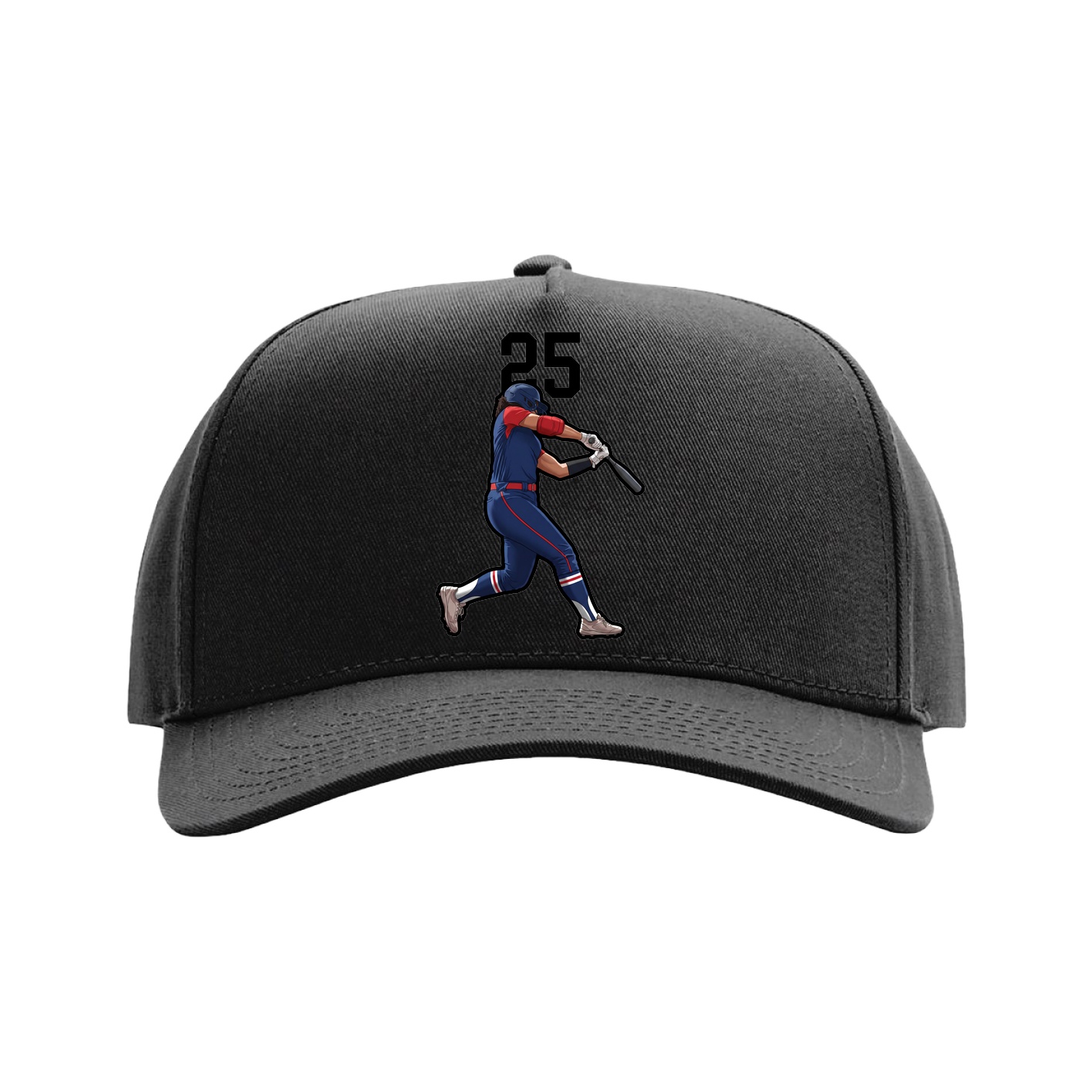 Full Fabric Five-Panel Champ Cap — Number Top in Black