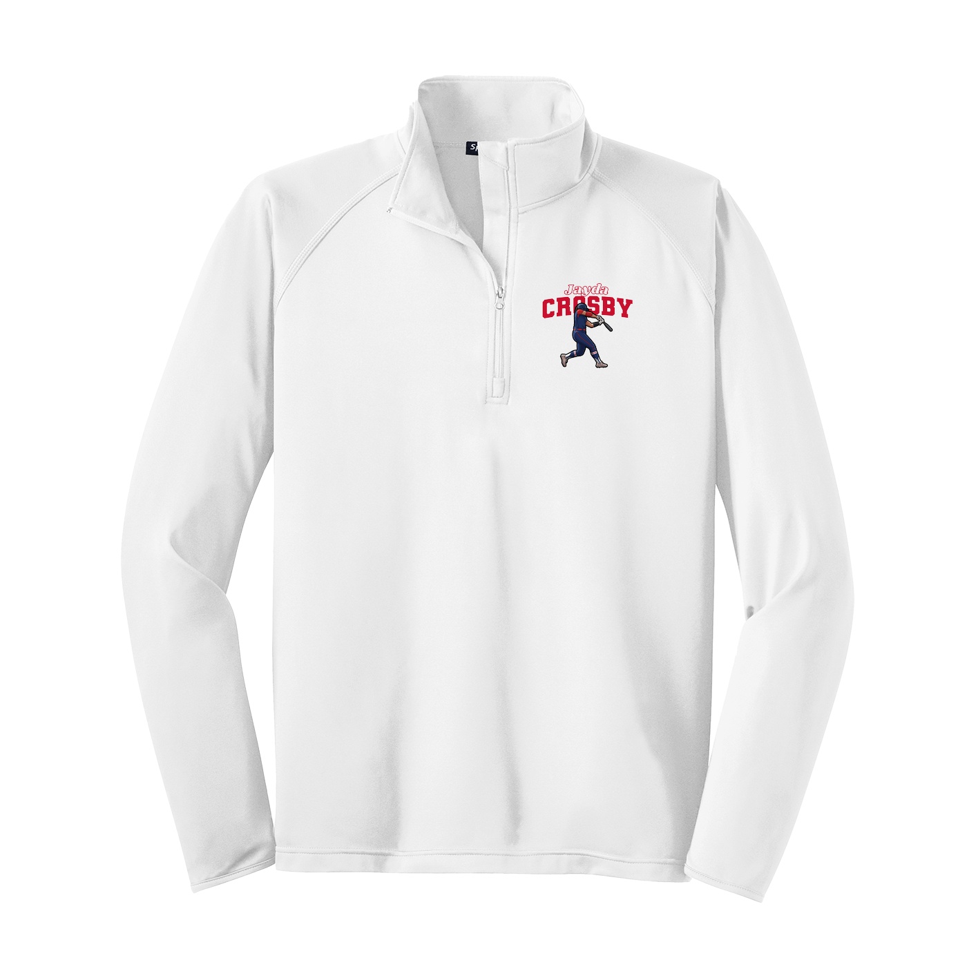 Q-Zip Pullover — Name Arch in White