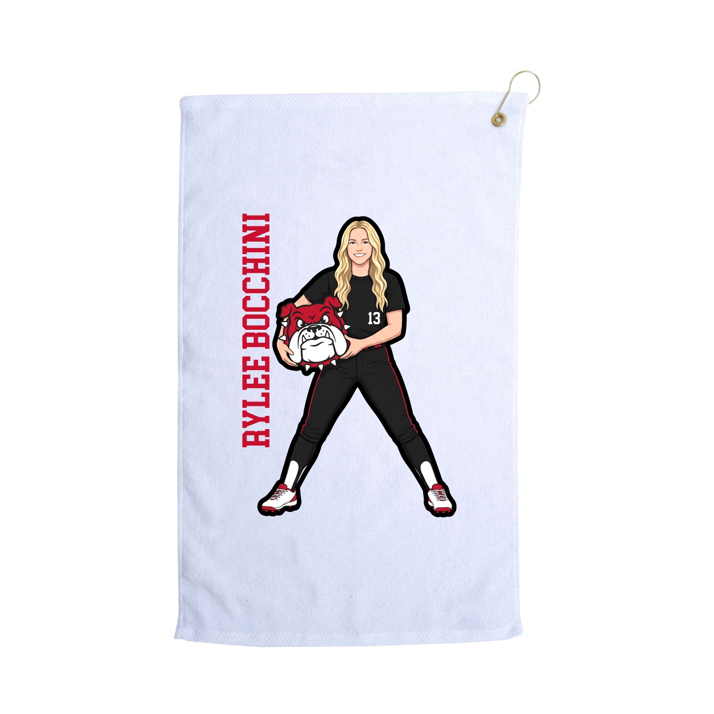 Golf Towel — Name Vertical in White